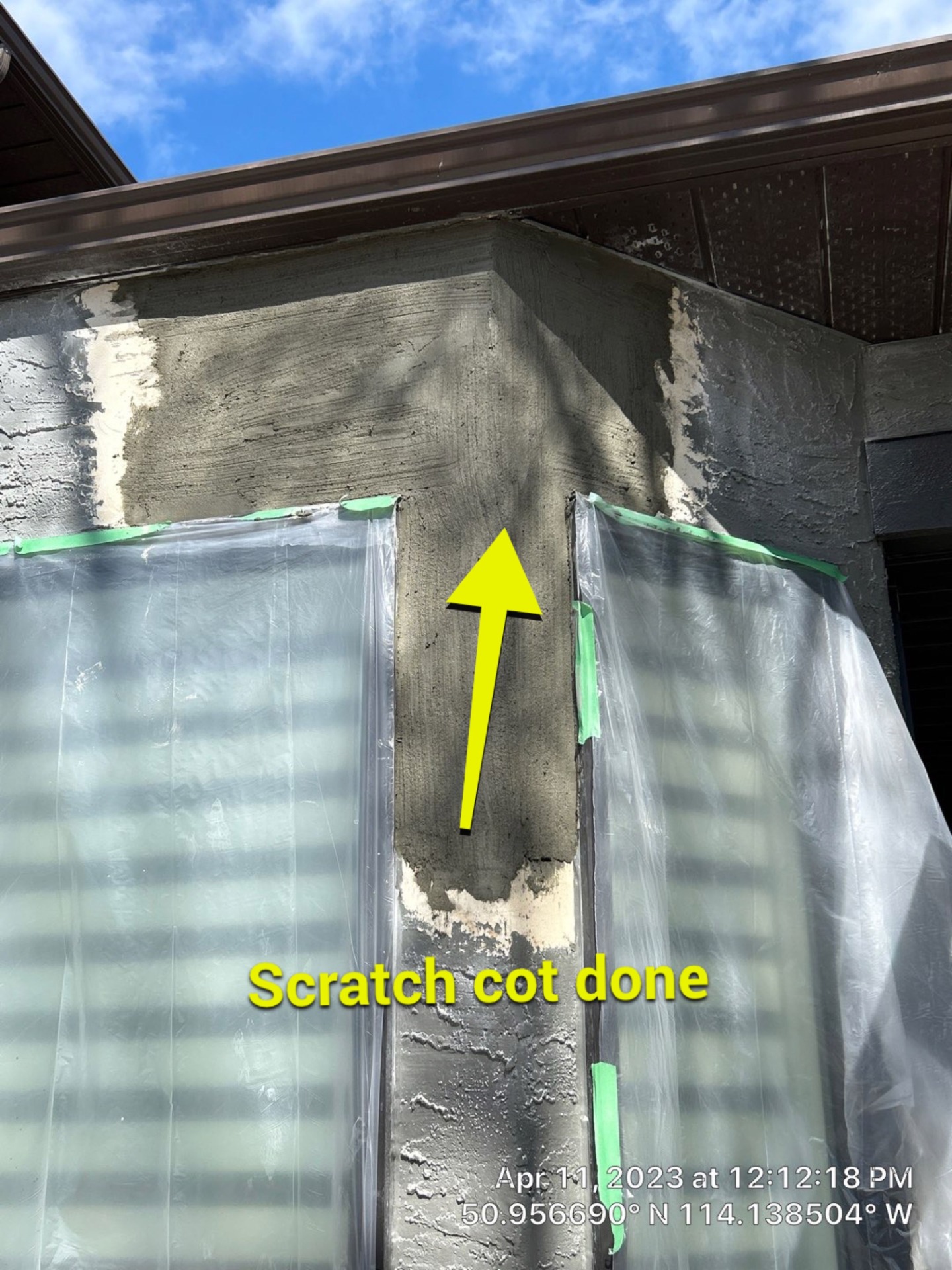 Exterior wall renovation detail on a Calgary project