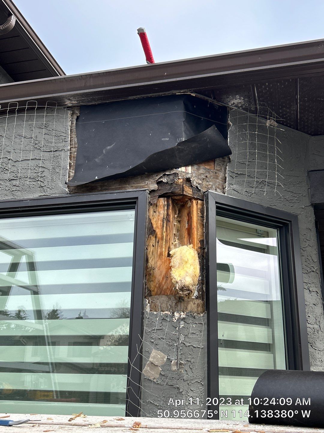 Exterior envelope preparation detail on a Calgary stucco project