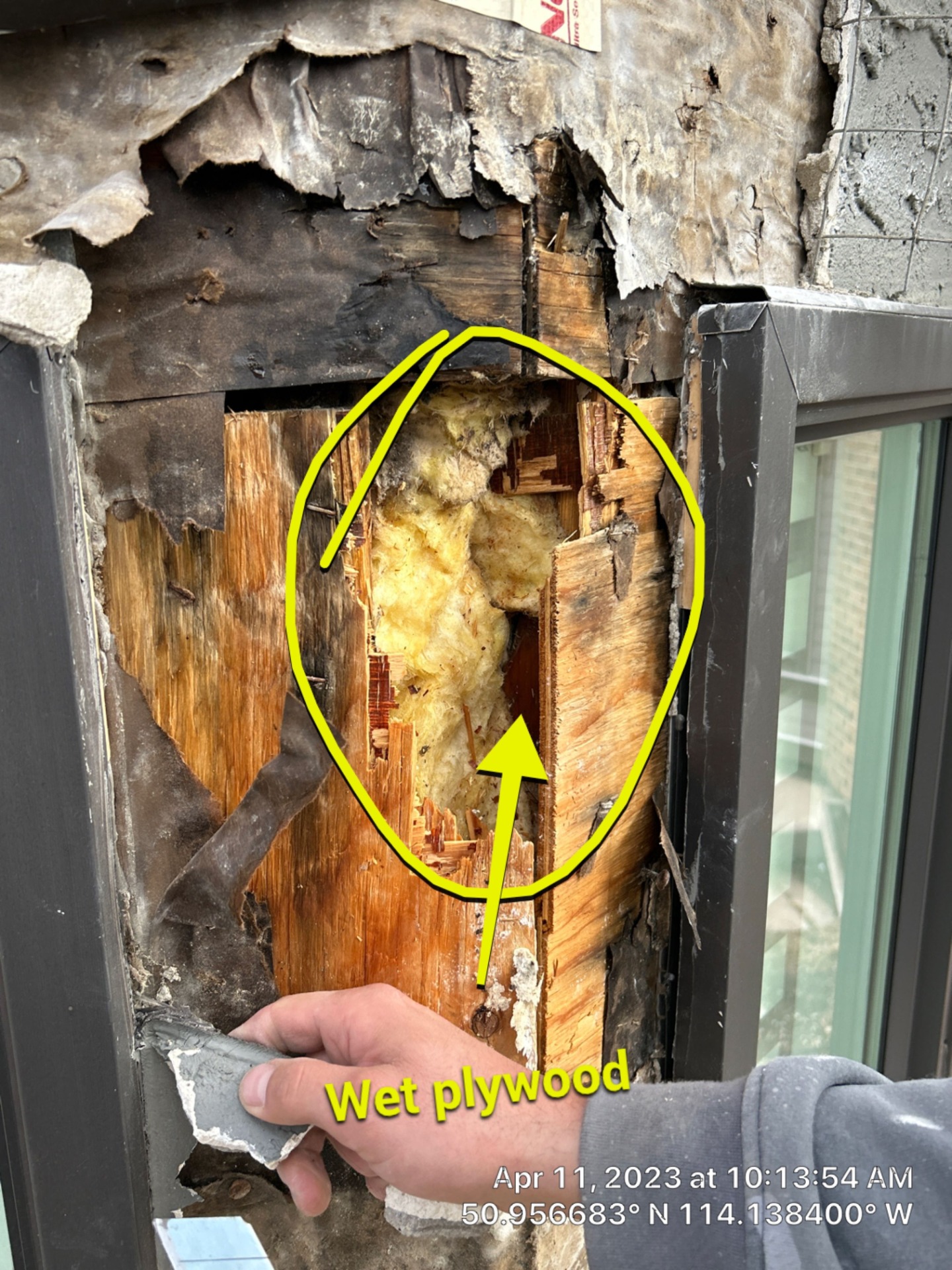 Exterior coating detail on a Calgary foundation and trim project