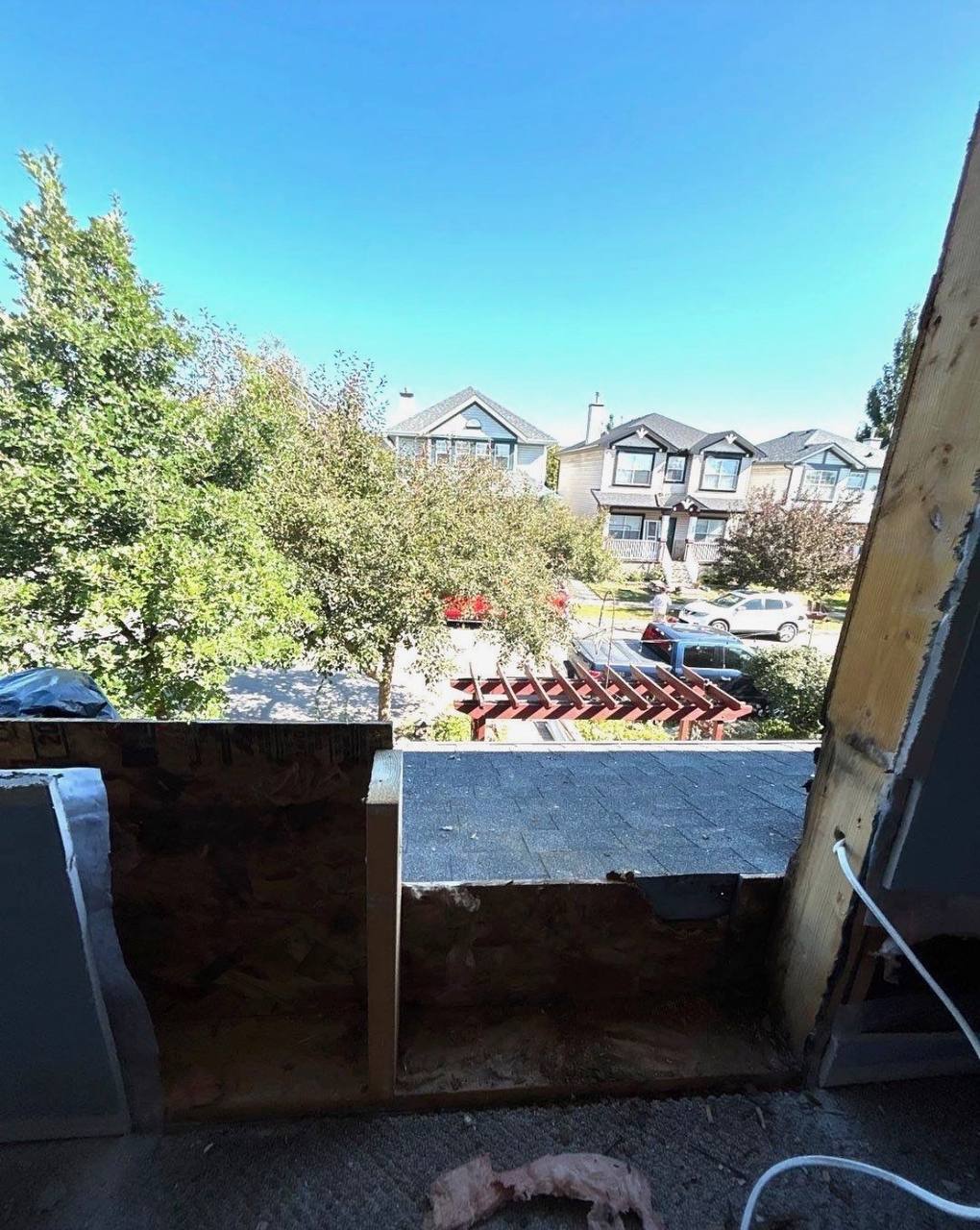 Interior view through the window opening after removal